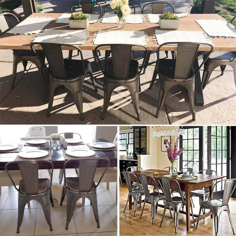 Sedia per Sala da Pranzo Industrial in Acciaio cm 35x45x85 - METAL