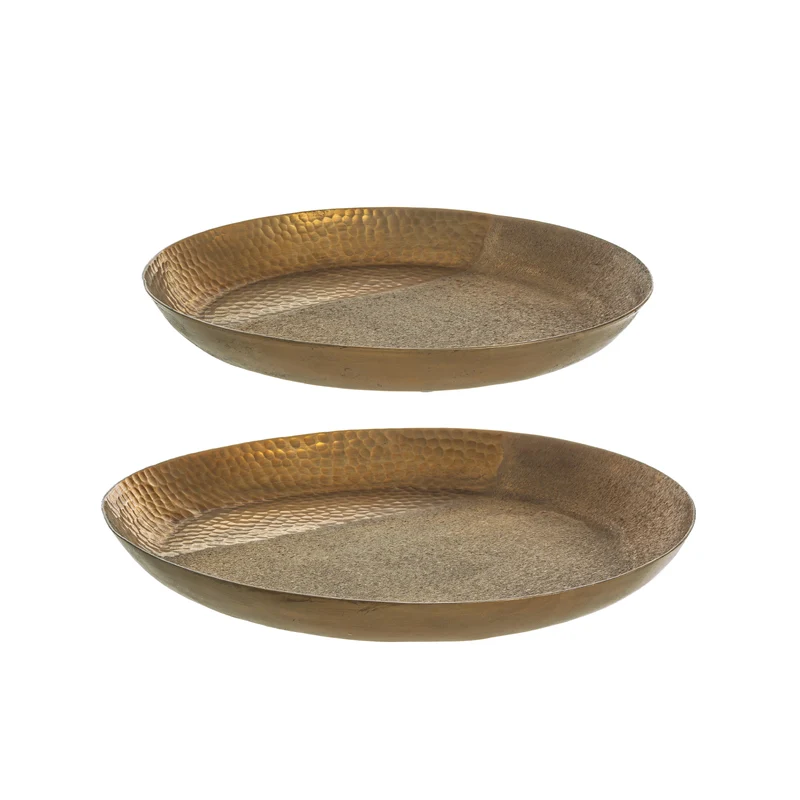 Set 2 piatto decorativo hammel oro in alluminio lavorato artigianale