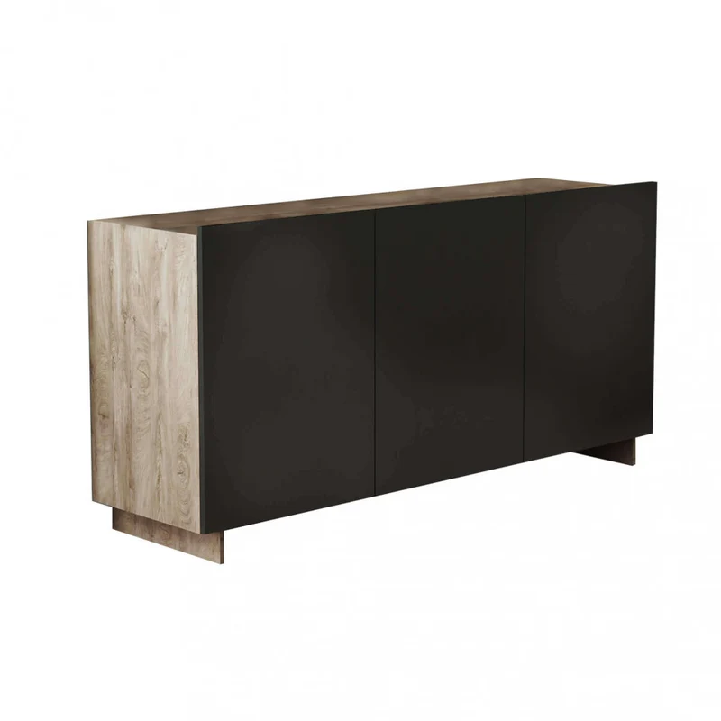 Credenza Carlile in Truciolare Bilaminato Antracite e Rovere