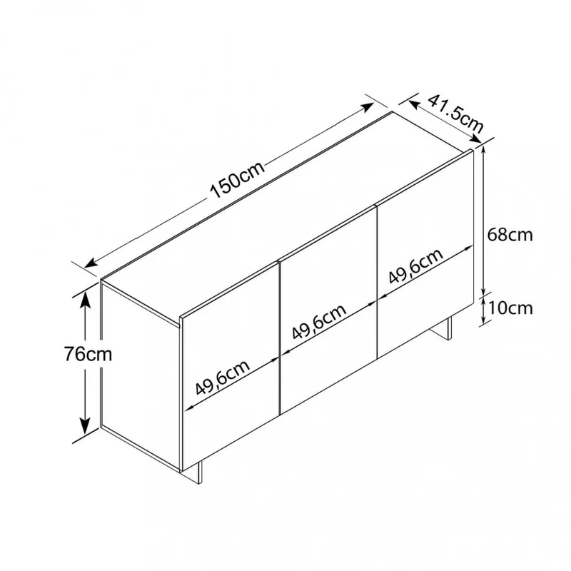 Credenza Carlile in Truciolare Bilaminato Antracite e Rovere
