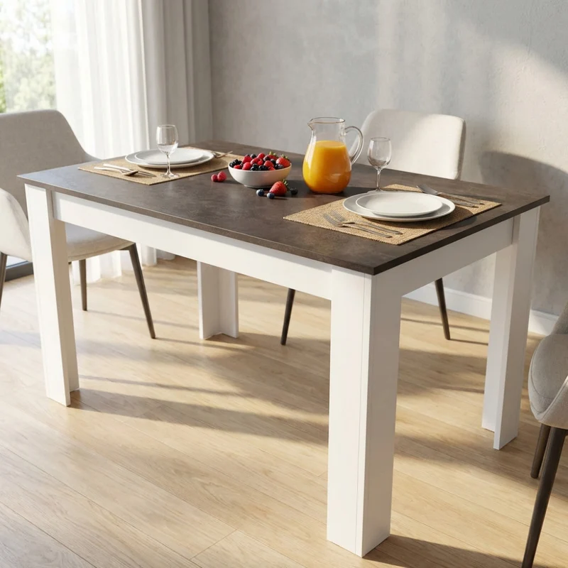 Tavolo da Pranzo Pepper in Truciolare Bilaminato Effetto Cemento