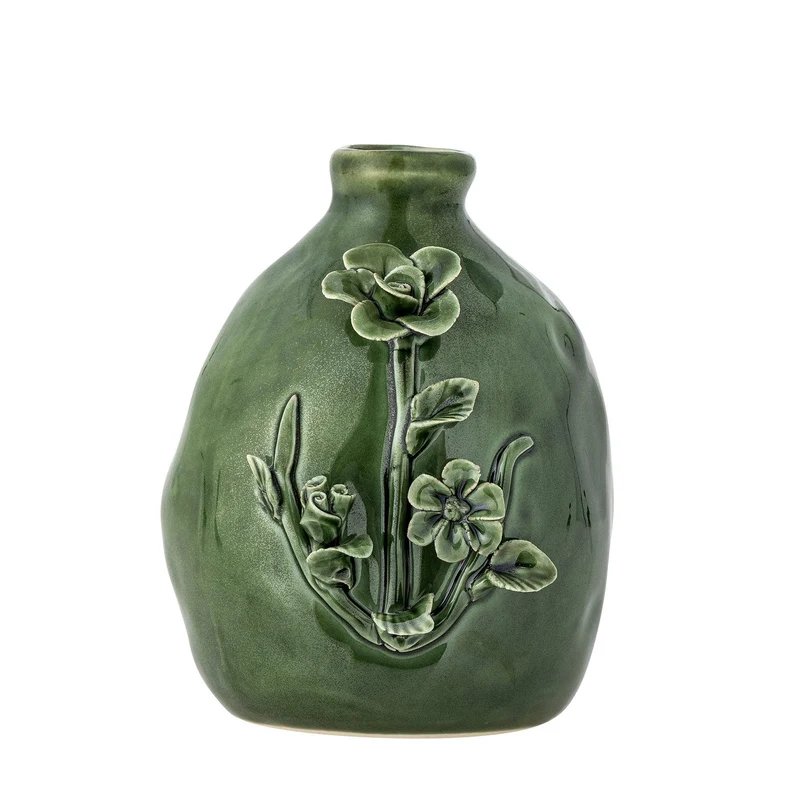 Vaas aardewerk groen Ramia Ø10×13,5 cm