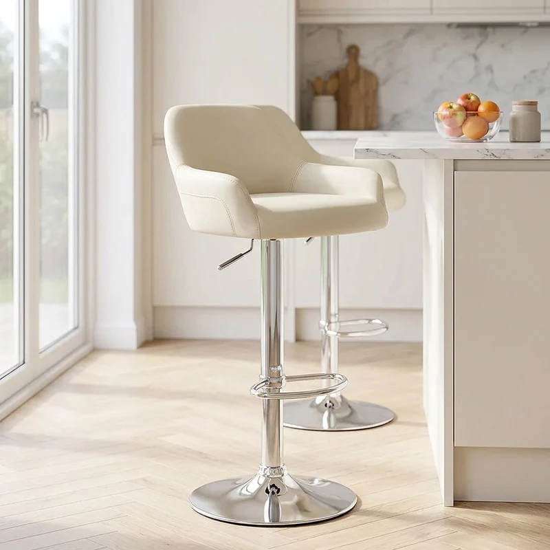 Sgabello Ecopelle Cromato - Sassi Crema