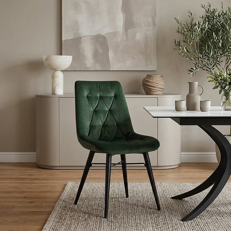 Sedia da pranzo Velluto Metallo - Roxy Verde