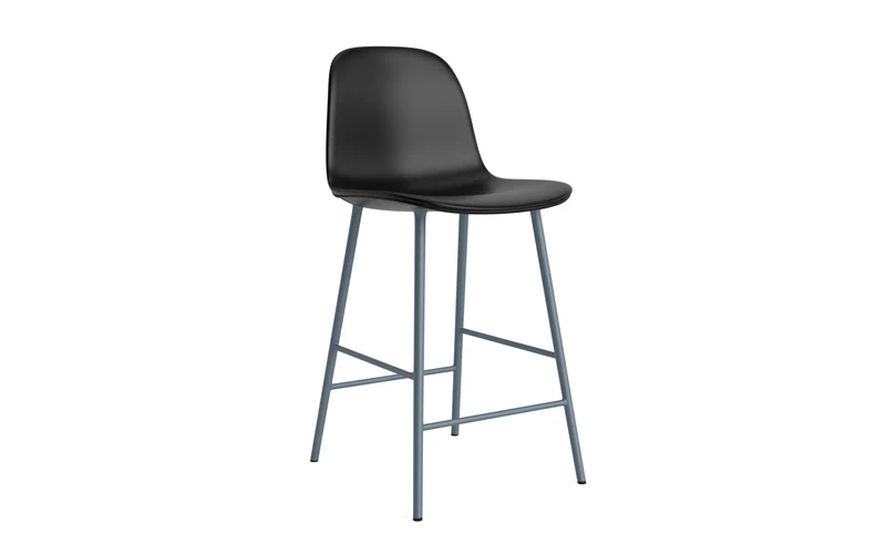 Form Barstuhl 65 cm gepolstert Blau stahl/Ultra leder