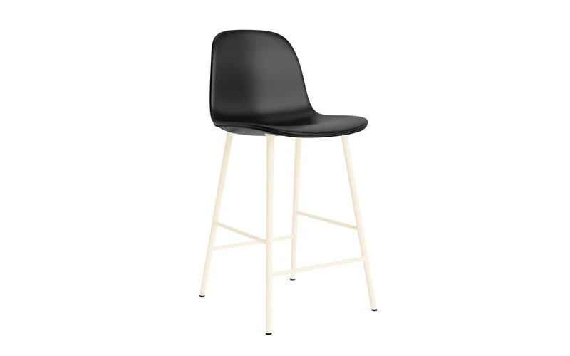 Form Barstuhl 65 cm gepolstert Creme stahl/Ultra leder