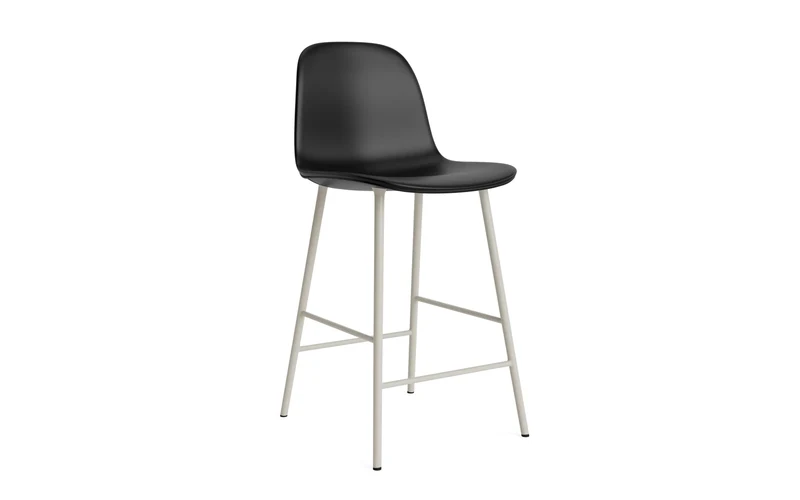 Form Barstuhl 65 cm gepolstert Hellgrau stahl/Ultra leder
