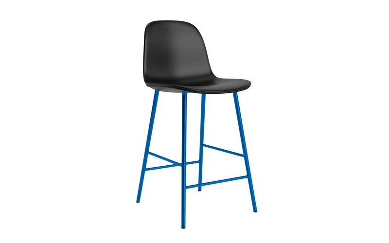 Form Barstuhl 65 cm gepolstert Leuchtendes Blau stahl/Ultra leder