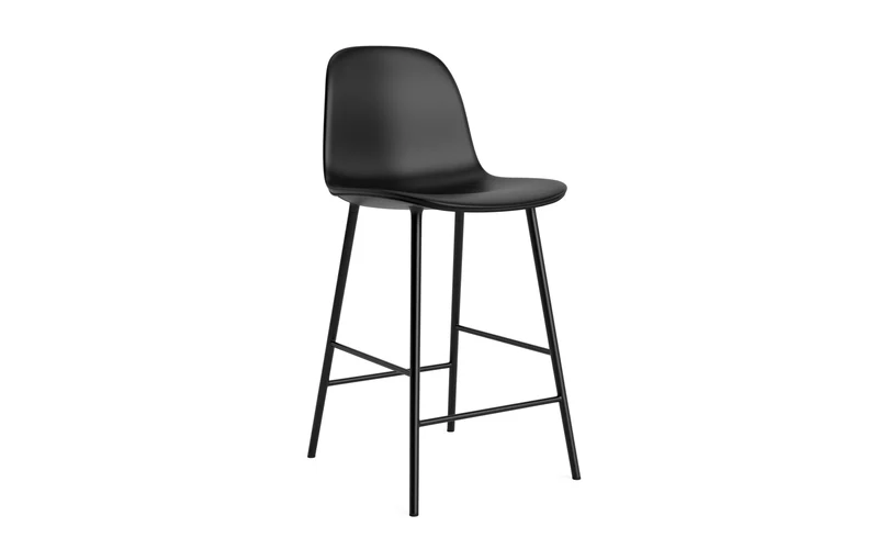 Form Barstuhl 65 cm gepolstert schwarzes Stahl/Ultra leder