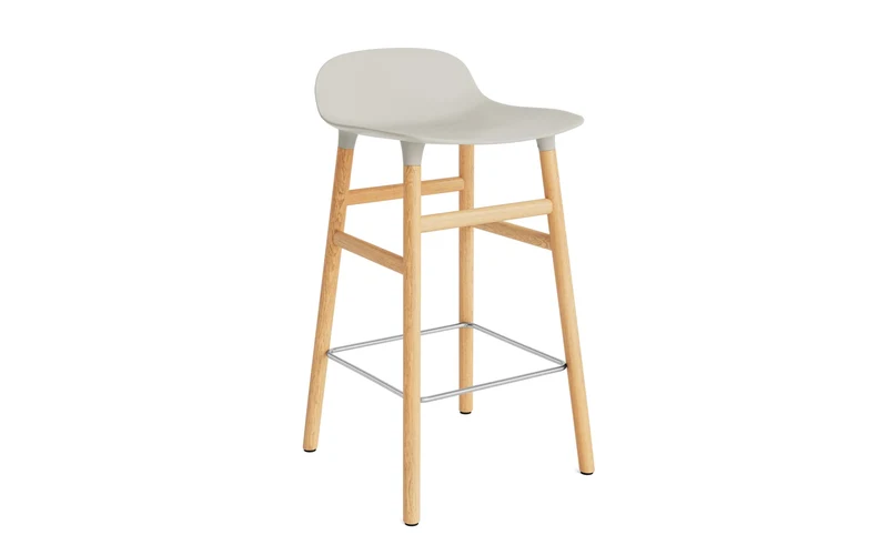 Form Barstuhl 65 cm hellgrau/Eiche