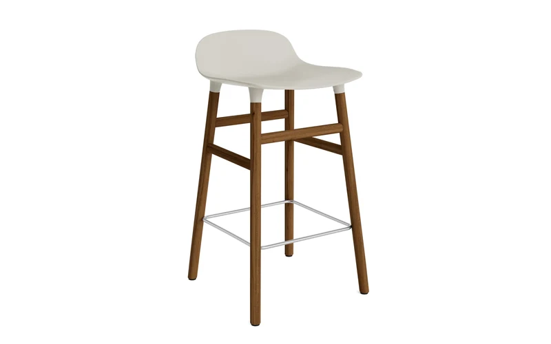 Form Barstuhl 65 cm Hellgrau/Walnuss
