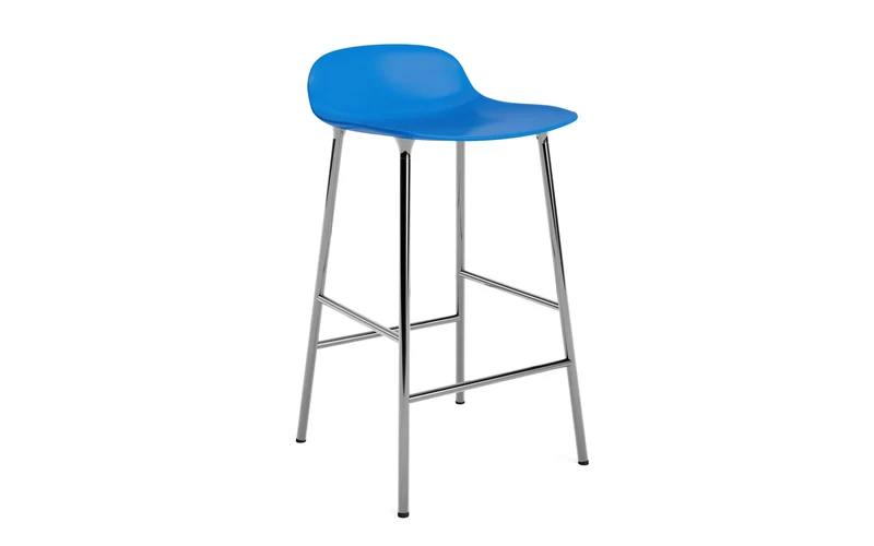 Form Barstuhl 65 cm Leuchtendes Blau/Chrom