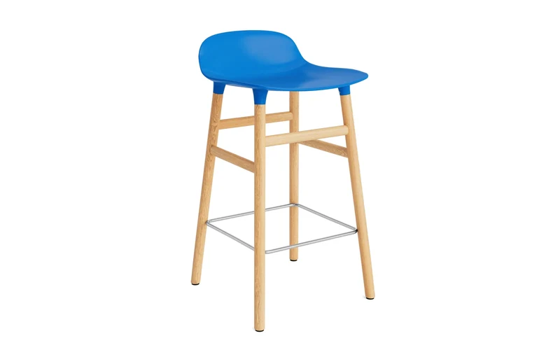 Form Barstuhl 65 cm leuchtendes blau/Eiche