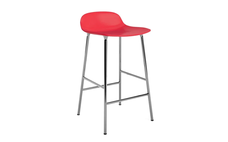 Form Barstuhl 65 cm Leuchtendes Rot/Chrom