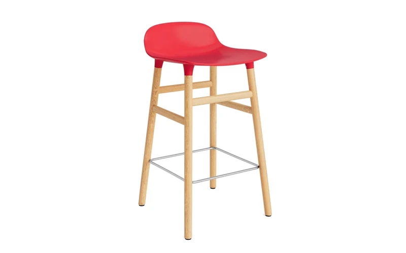 Form Barstuhl 65 cm leuchtendes rot/Eiche