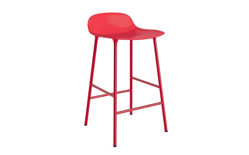 Form Barstuhl 65 cm leuchtendes rot/Stahl
