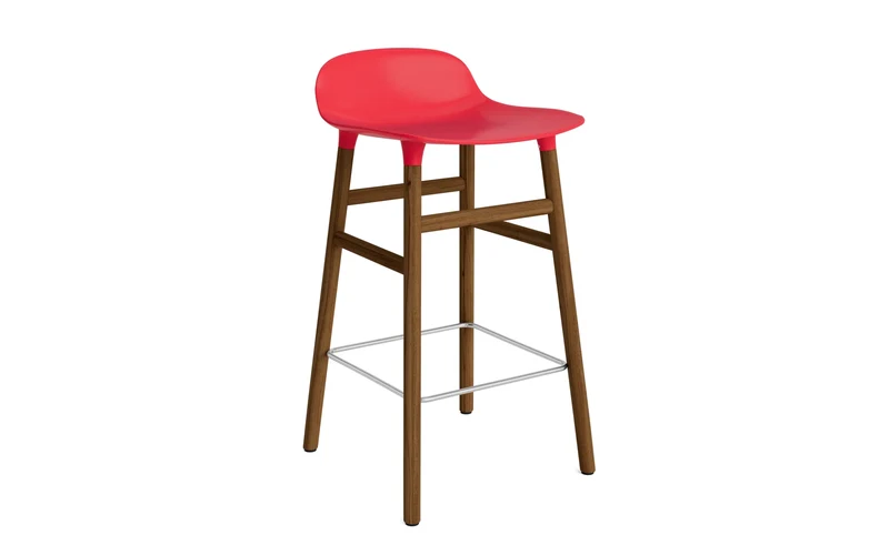 Form Barstuhl 65 cm Leuchtendes Rot/Walnuss