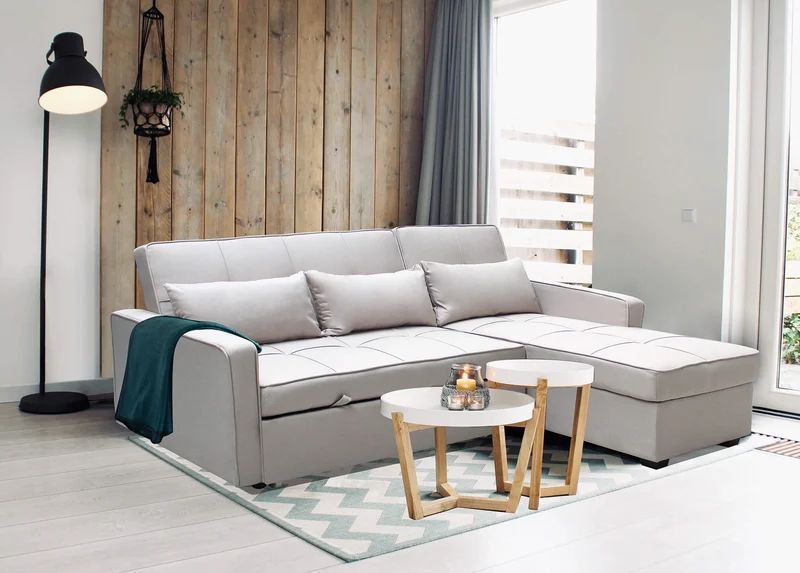 Divano Letto con penisola in Tessuto cm 210x164x89 - RANDAL