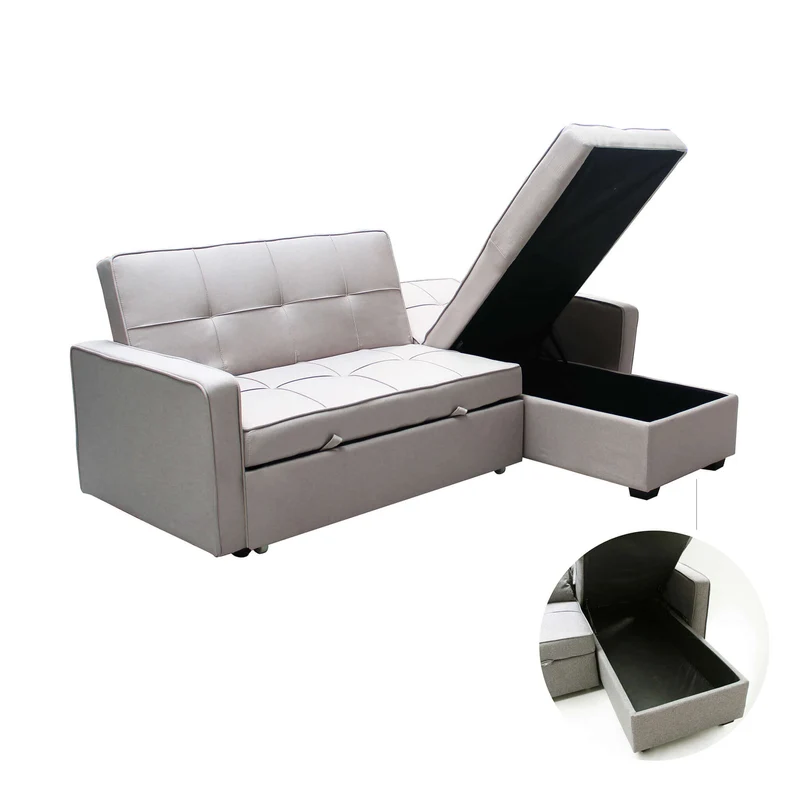 Divano Letto con penisola in Tessuto cm 210x164x89 - RANDAL