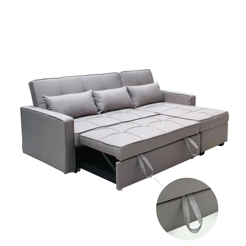 Divano Letto con penisola in Tessuto cm 210x164x89 - RANDAL
