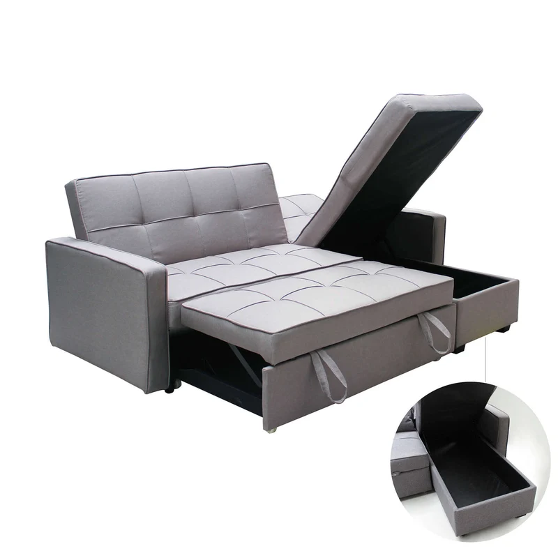 Divano Letto con penisola in Tessuto cm 210x164x89 - RANDAL