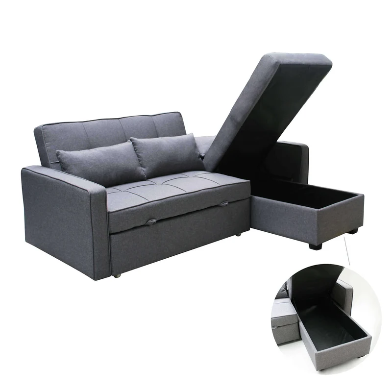 Divano Letto con penisola in Tessuto cm 210x164x89 - RANDAL