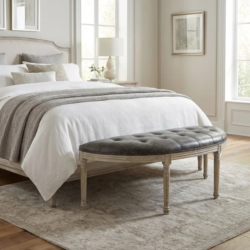 Panca vintage in ecopelle Fondoletto in Legno cm 125x45x48 - LISA