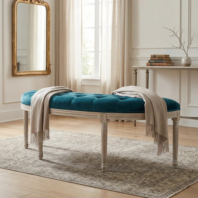 Panca vintage in ecopelle Fondoletto in Legno cm 125x45x48 - LISA