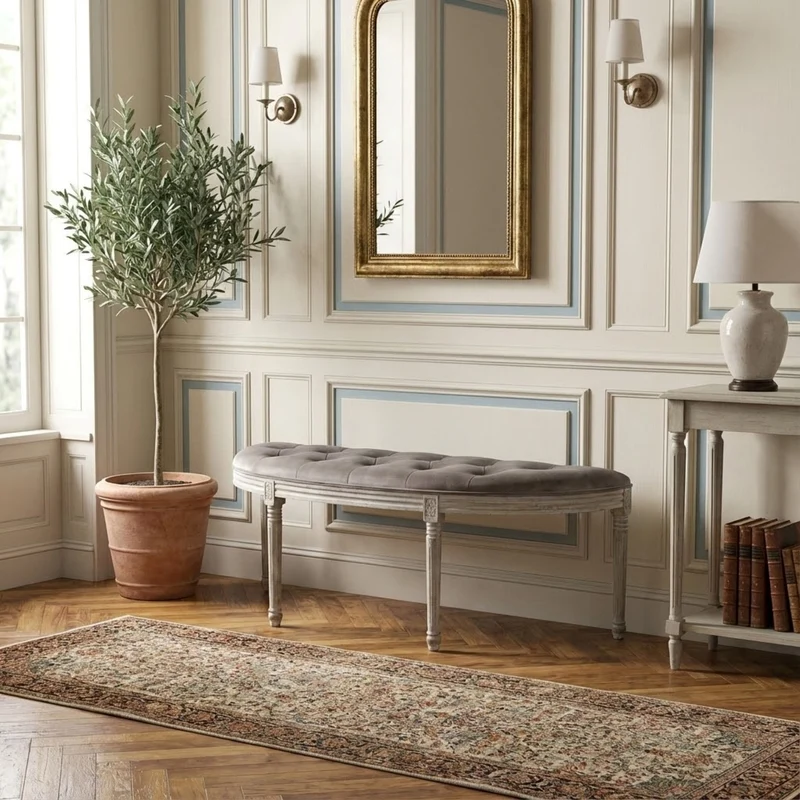 Panca vintage in ecopelle Fondoletto in Legno cm 125x45x48 - LISA