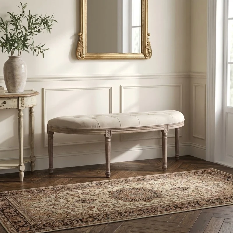 Panca vintage in ecopelle Fondoletto in Legno cm 125x45x48 - LISA