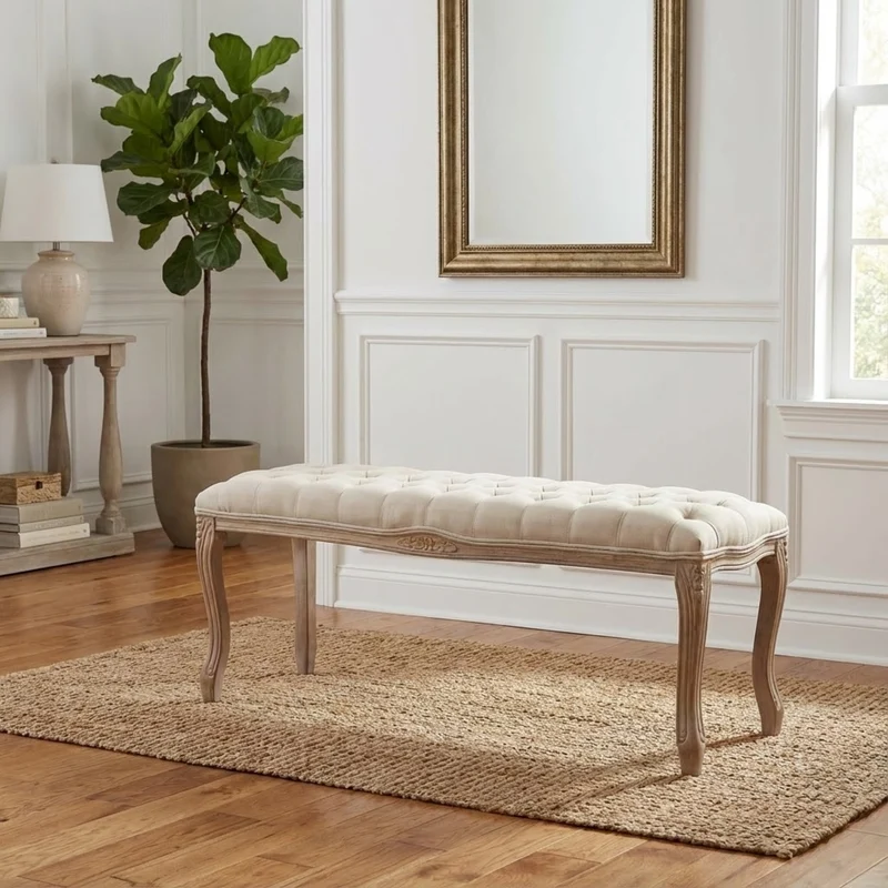 Panca vintage in ecopelle Fondoletto in Legno cm 110x36x47 - DAVEY