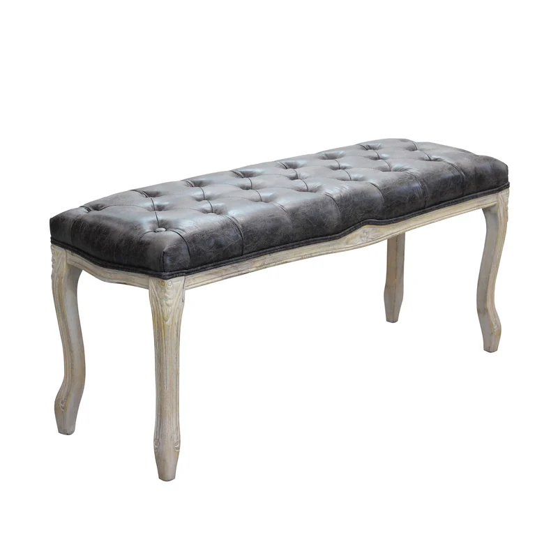 Panca vintage in ecopelle Fondoletto in Legno cm 110x36x47 - DAVEY