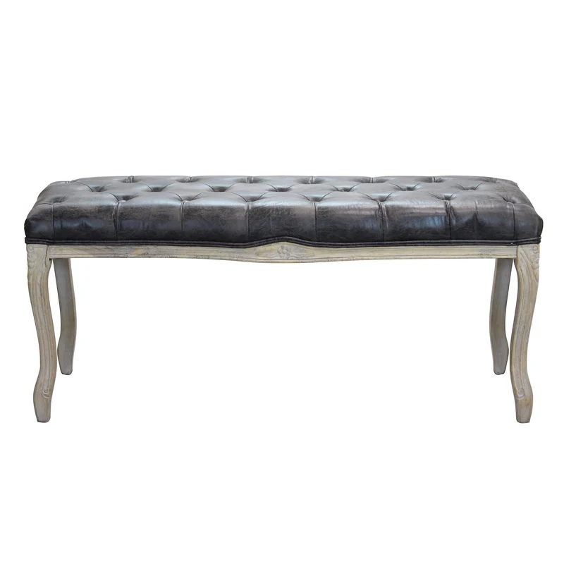 Panca vintage in ecopelle Fondoletto in Legno cm 110x36x47 - DAVEY