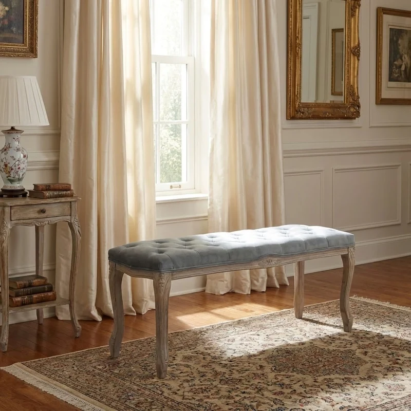 Panca vintage in ecopelle Fondoletto in Legno cm 110x36x47 - DAVEY