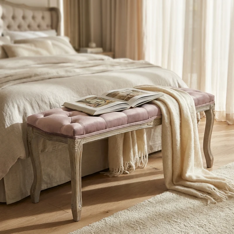 Panca vintage in ecopelle Fondoletto in Legno cm 110x36x47 - DAVEY