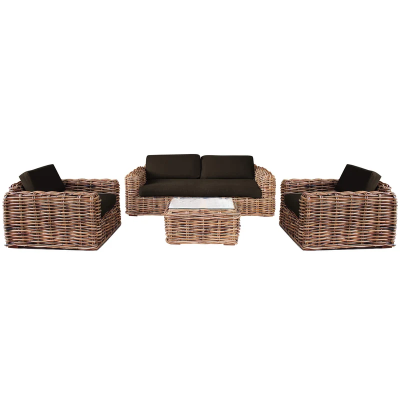 Salotto da Giardino con cuscini in Rattan naturale - NATUR