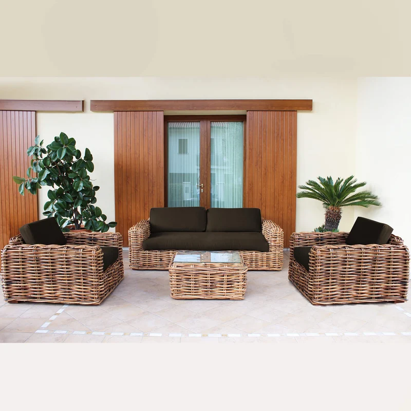 Salotto da Giardino con cuscini in Rattan naturale - NATUR