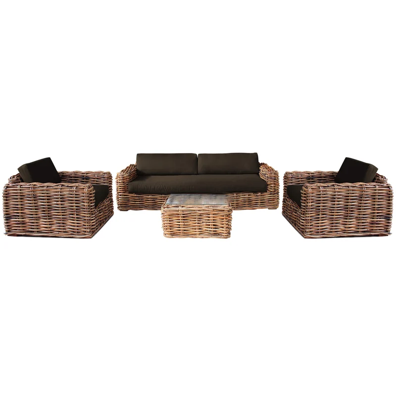 Salotto da Giardino con cuscini in Rattan naturale - NATUR