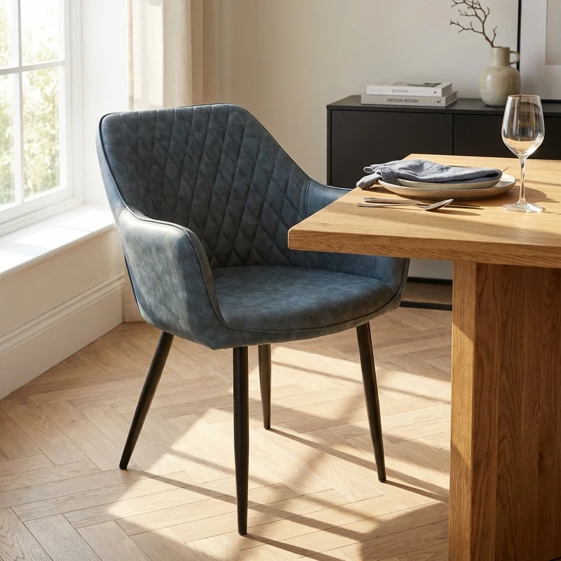 Poltrona per Sala da Pranzo in Ecopelle Metallo cm 48x62x83 - ROBIN