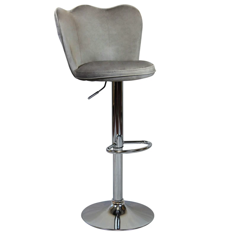 Sgabello alto con Schienale in Velluto Metallo cm 51x49x101 - MAVERIK