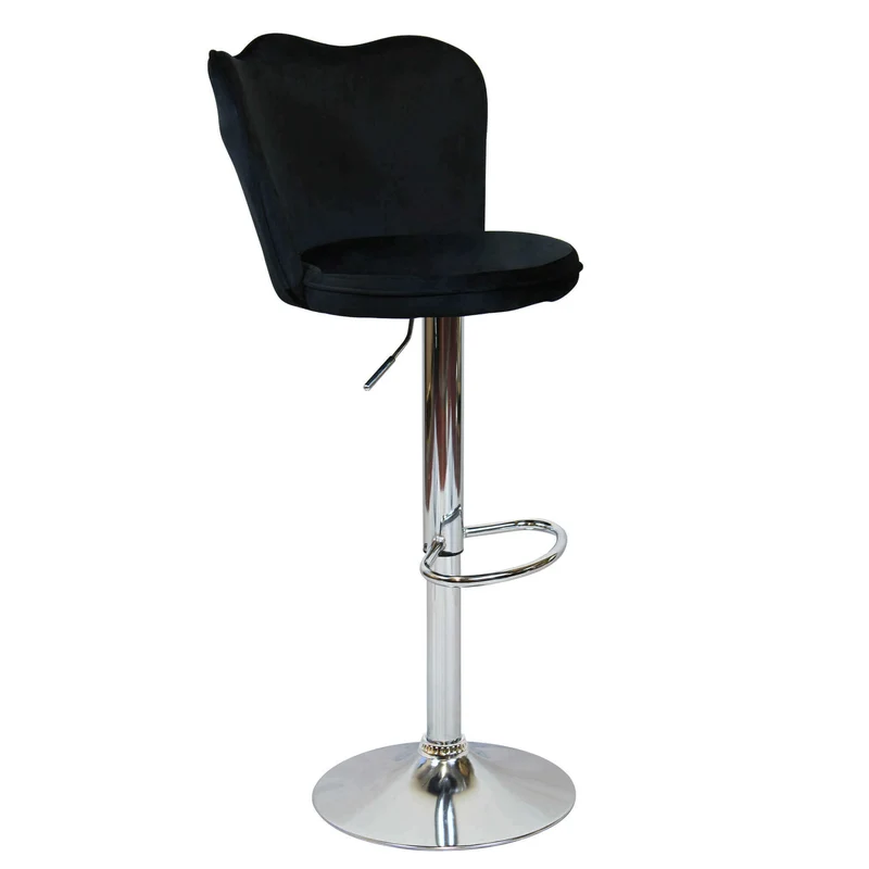 Sgabello alto con Schienale in Velluto Metallo cm 51x49x101 - MAVERIK