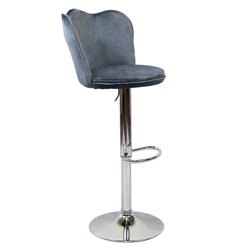 Sgabello alto con Schienale in Velluto Metallo cm 51x49x101 - MAVERIK