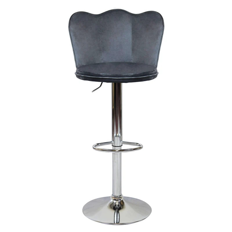 Sgabello alto con Schienale in Velluto Metallo cm 51x49x101 - MAVERIK