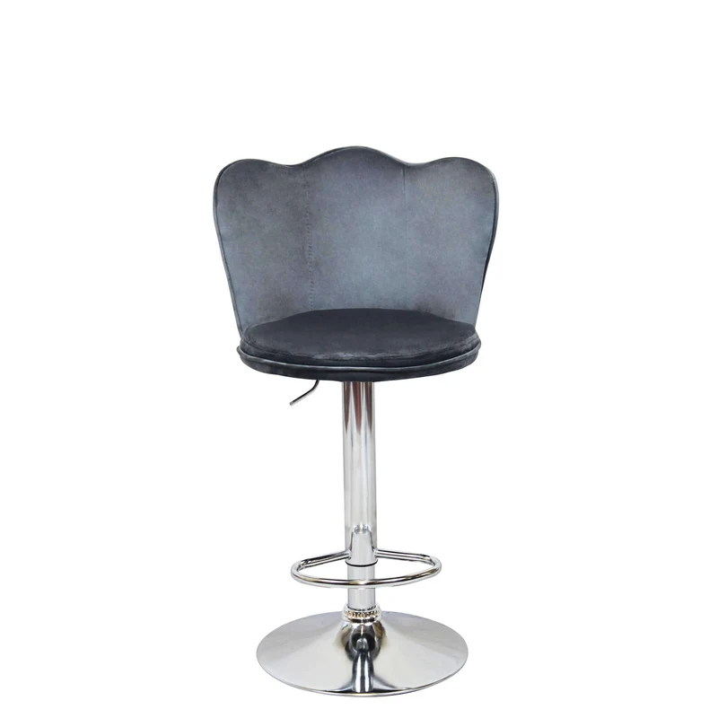 Sgabello alto con Schienale in Velluto Metallo cm 51x49x101 - MAVERIK