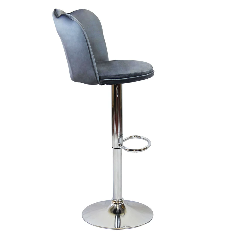 Sgabello alto con Schienale in Velluto Metallo cm 51x49x101 - MAVERIK
