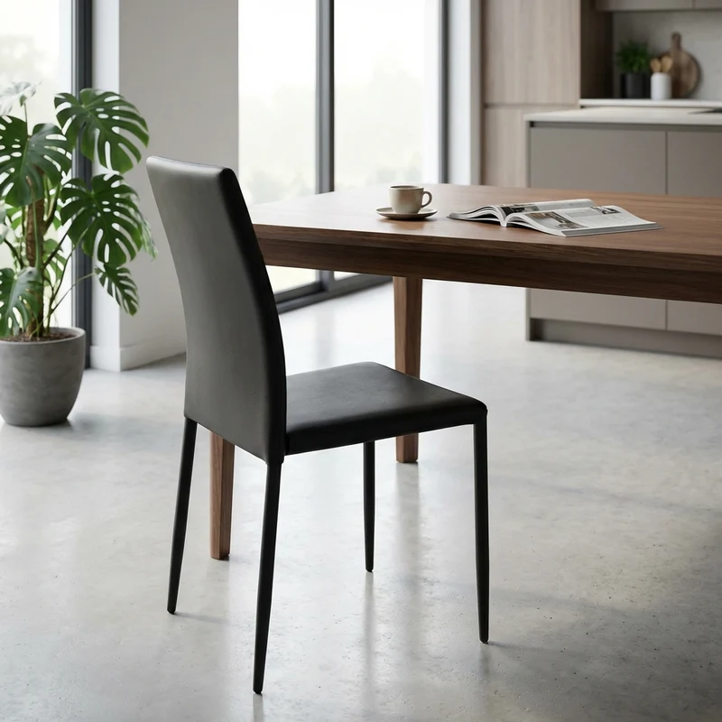 Sedia da Pranzo Moderna in Ecopelle Acciaio cm 41x43x90 - RACHEL