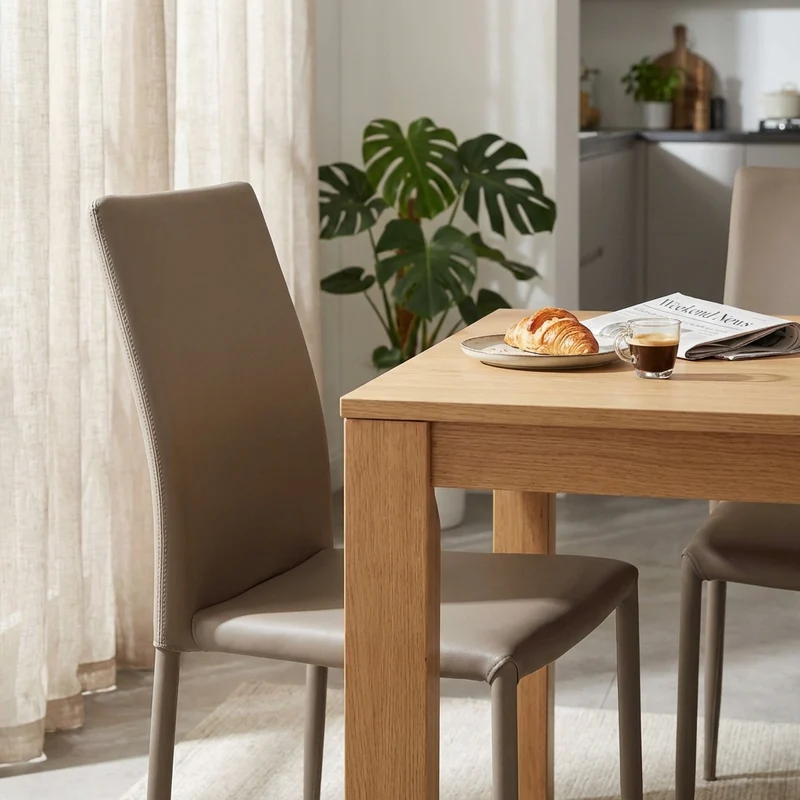 Sedia da Pranzo Moderna in Ecopelle Acciaio cm 41x43x90 - RACHEL