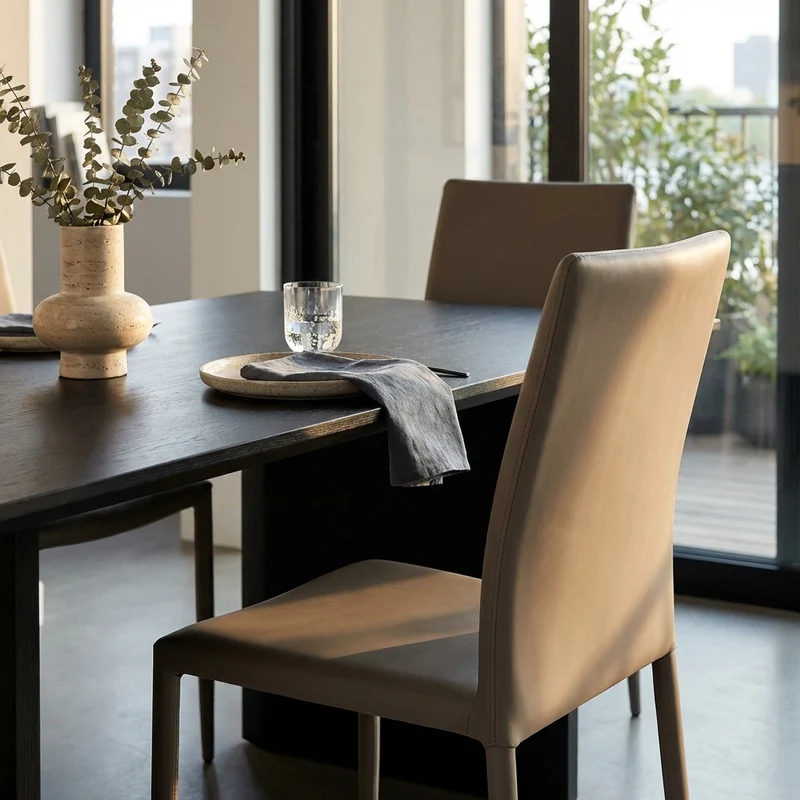 Sedia da Pranzo Moderna in Ecopelle Acciaio cm 41x43x90 - RACHEL
