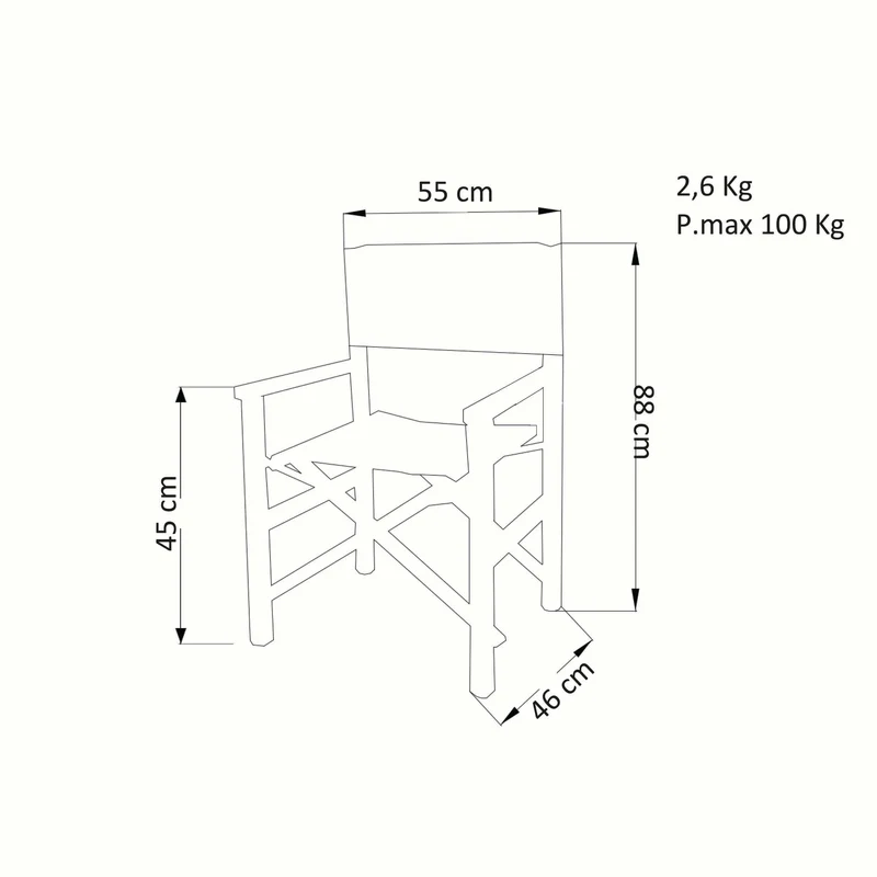 Poltrona da spiaggia e campeggio regista in Alluminio Textilene cm 55x46x88 - LIP