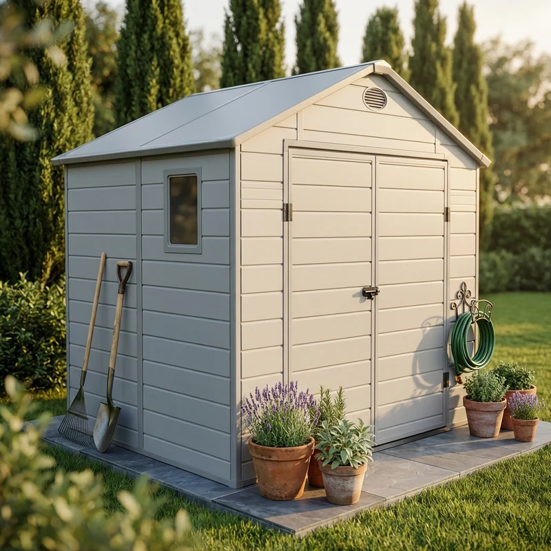 Casetta Porta Attrezzi da Giardino in Plastica cm 190x192x226 - FOX